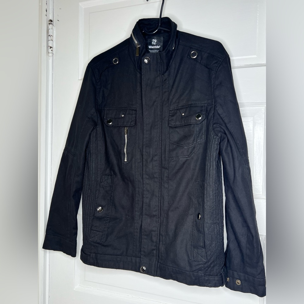 Wantdo Men's Black Cotton Lightweight Jacket Military Small Moto